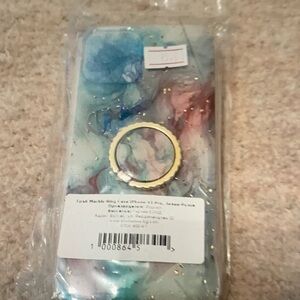 Elegant Marble Phone Case with Gold Ring